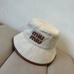 Miu Miu Beige Bucket Hat with Logo